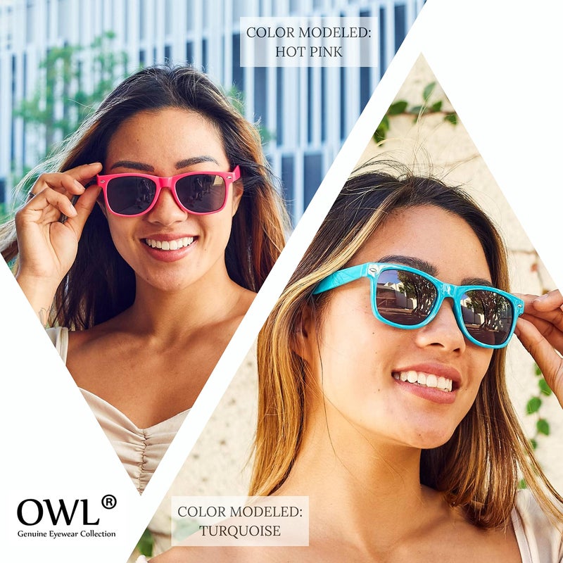 OWL Classic Vintage Retro 80's Sunglasses for Mens or Women Colored Frame (Glow in the Dark Smoke Lens Turquoise, PC Lens) - Image 3